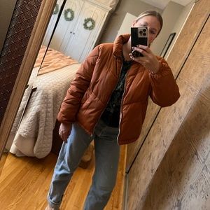 H&M Rusty Orange Short Puffer Coat SZ M